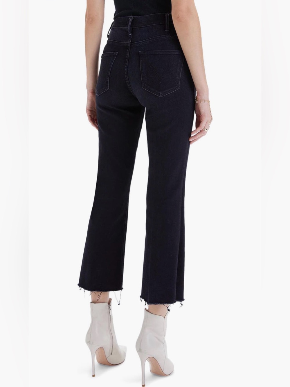 MOTHER The Hustler Fray high waist Women's Black Straight ankle Jeans size 32